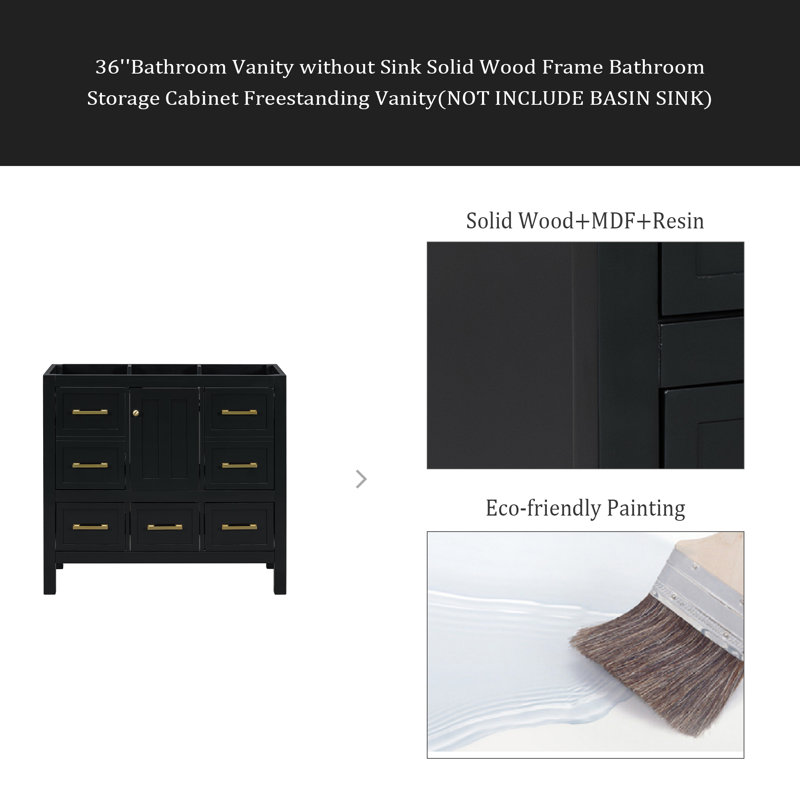 未使用MagicalFurniturePuroShelf/S-size Magiccactus 36'' Bathroom Vanity Without Sink, Solid Wood